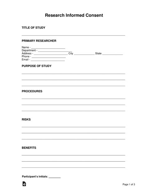 Free Research Informed Consent Form PDF Word eForms