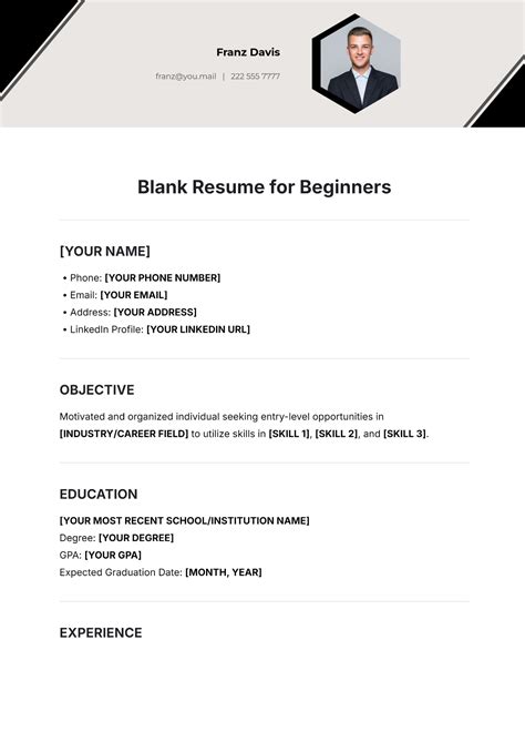 Free Resume Templates For Beginners