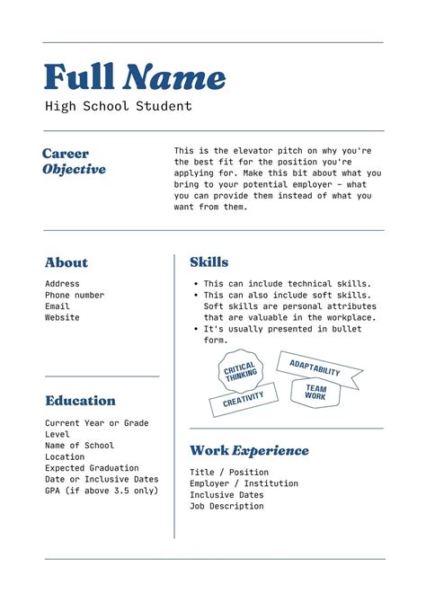 Free Resume Templates For High School Students