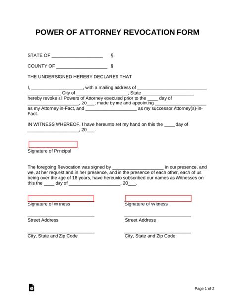 Free Revocation Power of Attorney Form PDF Word eForms