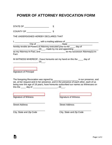 Free Revocation of Power of Attorney Form Revocation of Power of Attorney
