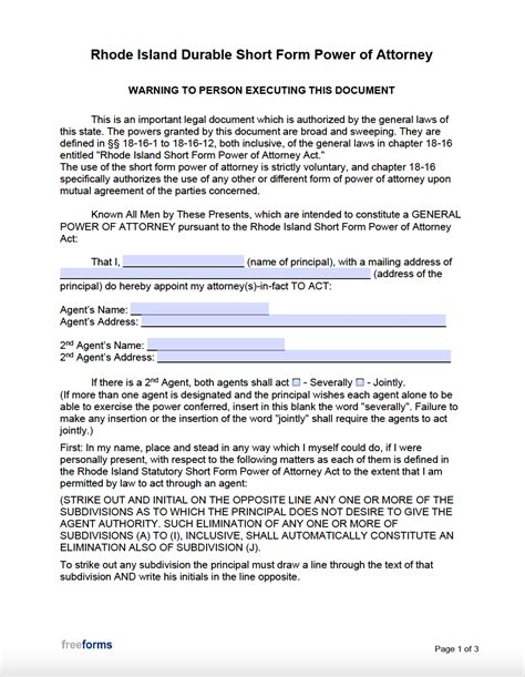 Free Rhode Island Power of Attorney Forms in Fillable PDF 9 Types
