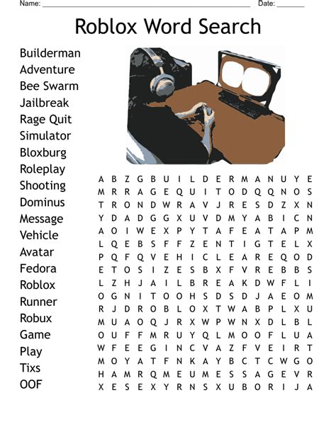 Free Roblox Printables Printable Word Searches