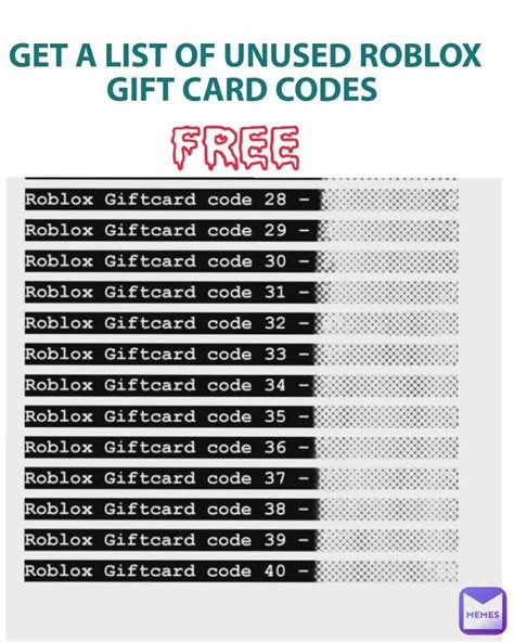 Free Robux Gift Card Codes