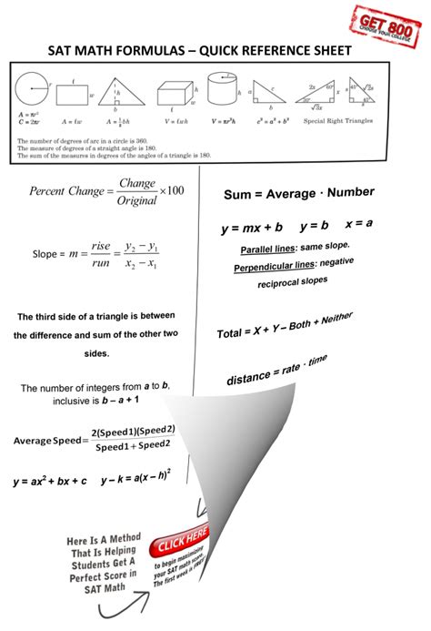 Free SAT Math Formula Sheet GET 800