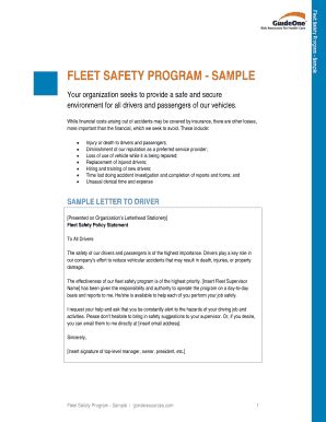 Free Safety Program Template Of Sample Fleet Safety Program