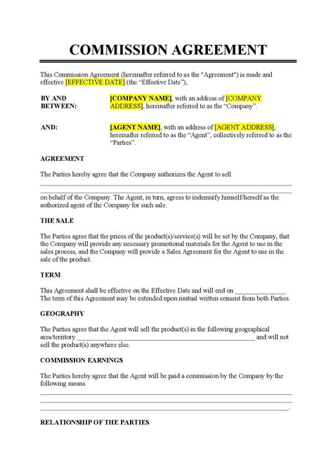 Free Sales Commission Agreement Template Pdf Sample Formswift