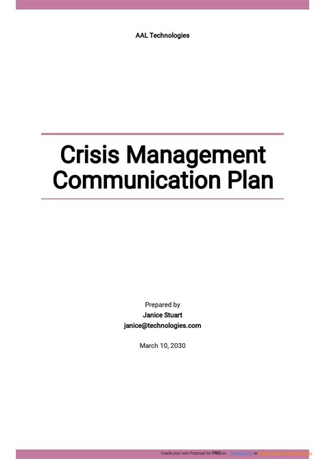 Free Sample Crisis Management Communication Plan Template Google Docs