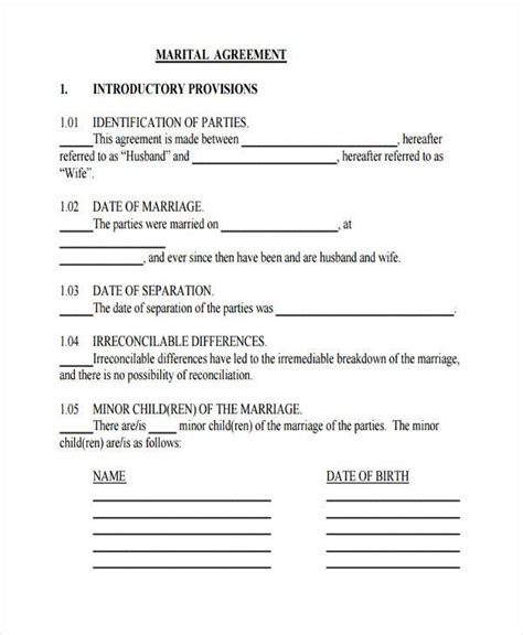 Free Sample Legal Separation Agreement Form For Free