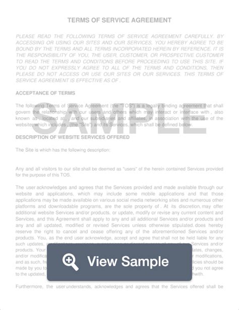 Free Sample Terms Of Service Template Pdf Word Formswift