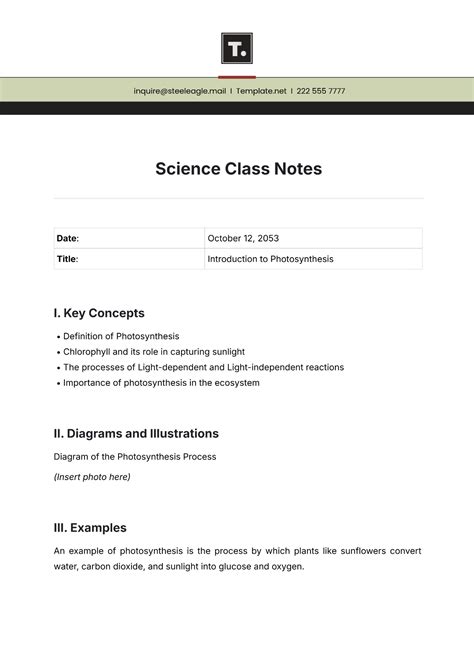 Free Science Class Note Template In Google Docs