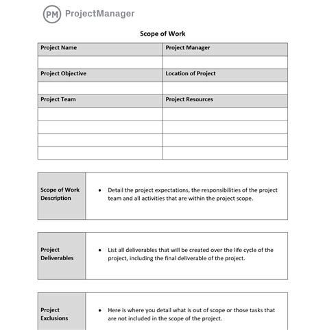 Free Scope of Work Template ProjectManager