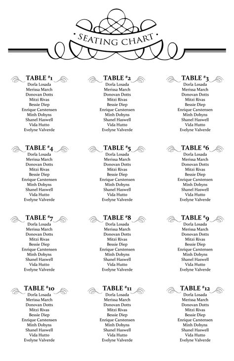 Free Seating Chart Templates