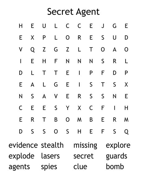 Free Secret Agent Printables Printable Word Searches