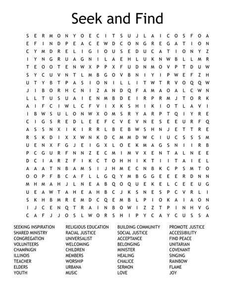 Free Seek And Find Word Search