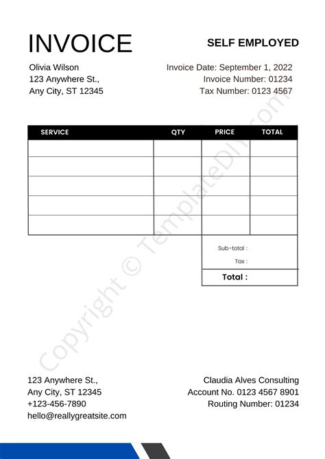 Free Self Employed Invoice Template Pdf Word Excel