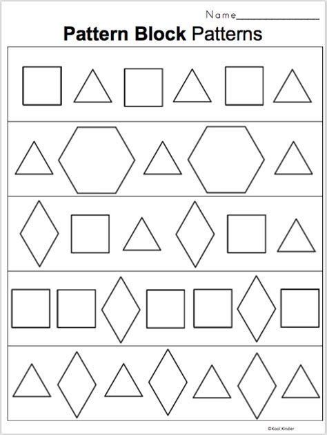 Free Shape Pattern Worksheets Math Patterns Free Pattern Block Printables Pattern Block Printables