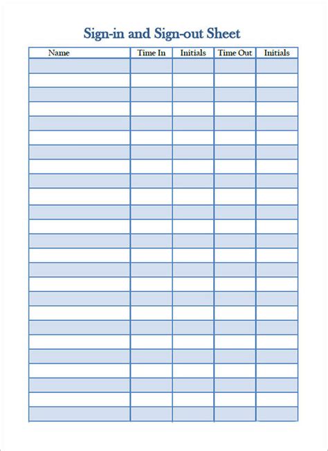 Free Sign In Sheet Template New Sign In Sign Out Sheet Template Sign