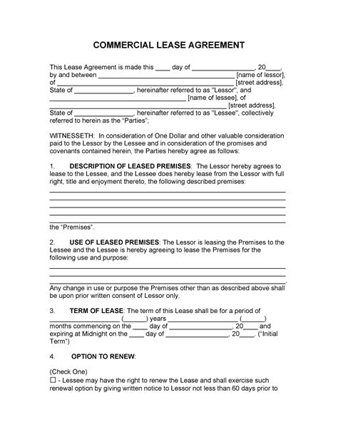 Free Simple Commercial Lease Agreement - FindForms.com