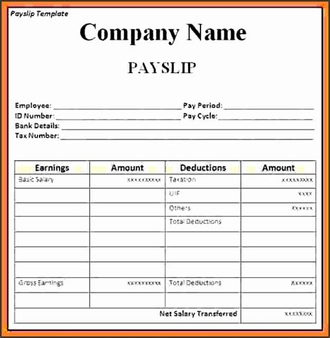 Free Simple Payslip Template Excel Excel Templates