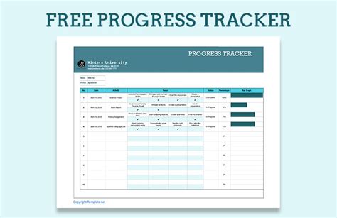 Free Simple Progress Tracker Google Sheets, Excel