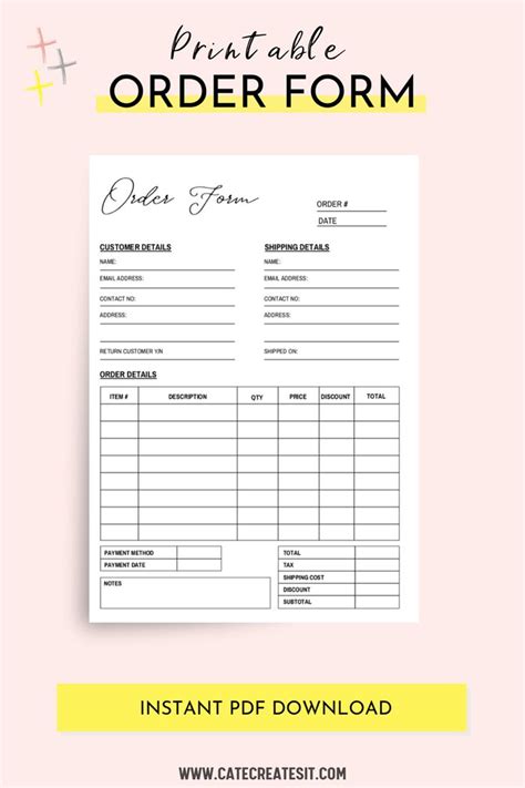 Free Small Business Order Form Template