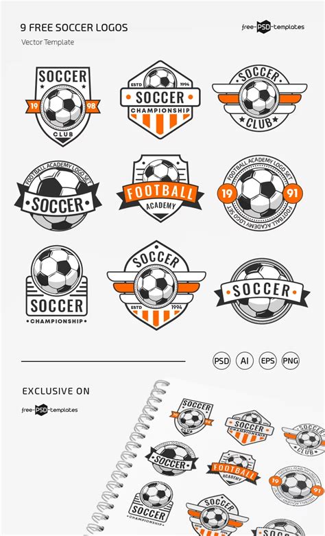 Free Soccer Logos Templates in EPS + PSD Free PSD Templates