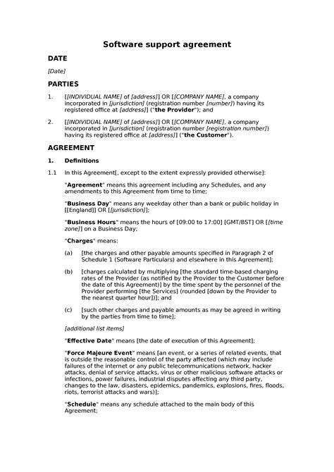 Free Software Support Agreement Docular