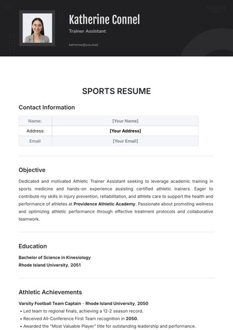 Free Sports Resume Template