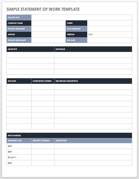 Free Statement Of Work Template For Word