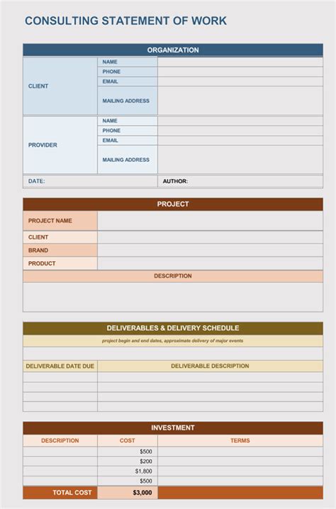 Free Statement Of Work Templates Excel Word With Guidelines