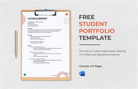 Free Student Portfolio Template Download in Word Apple Pages