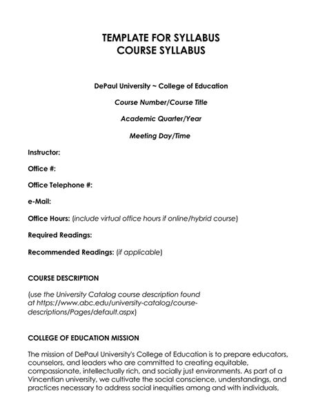Free Syllabus Template Syllabus template, Syllabus, Course syllabus