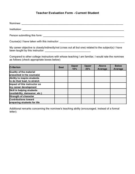 Free Teaching Evaluation Forms & Templates (Word PDF)