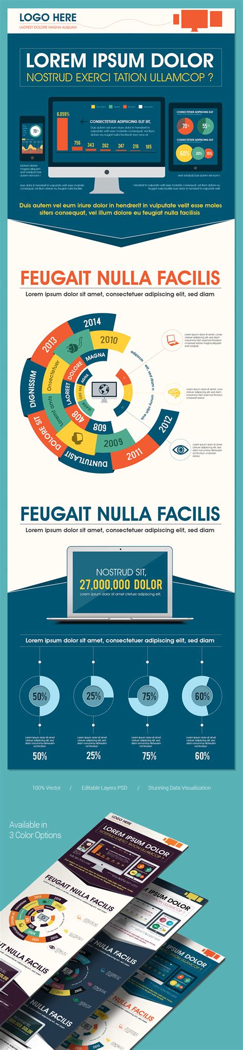 Free Technology Infographics Template in 3 Colors ZippyPixels