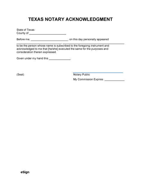 Free Texas Notary Acknowledgment Form PDF Word, 60 OFF