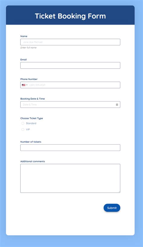 Free Ticket Booking Form Template Formplus