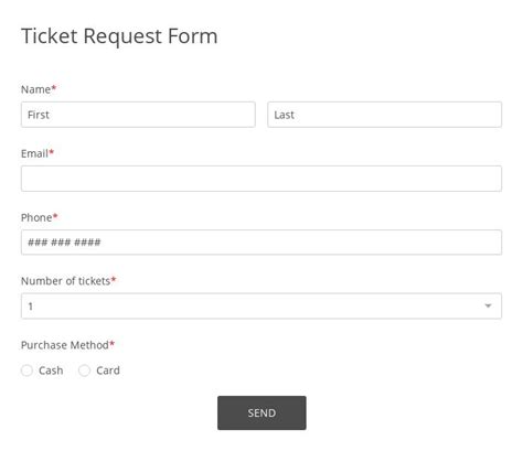 Free Ticket Request Form Template 123FormBuilder