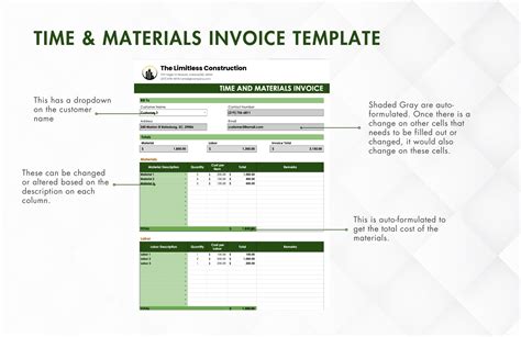 Free Time And Materials Invoice Template