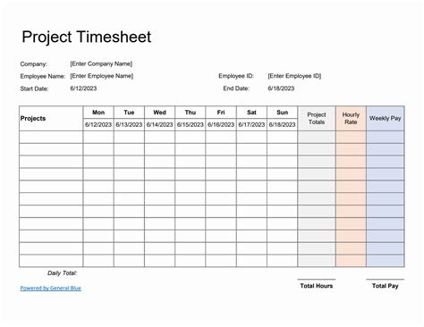 Free Timesheet Template For Multiple Projects Example in 2021