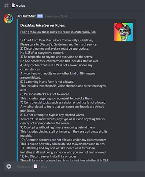 Free To Use Discord Server Rules Samples Gambaran