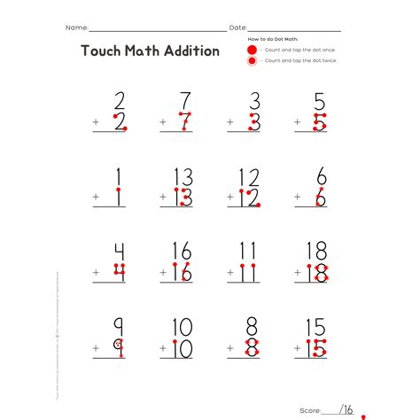 Free Touch Math Addition Worksheets 001 Touch math, Math addition