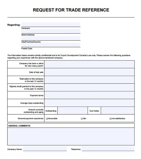 Free Trade Reference Template PRINTABLE TEMPLATES