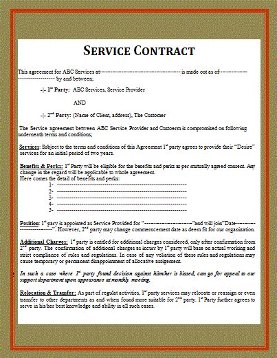 Free Tree Service Contract Template PRINTABLE TEMPLATES