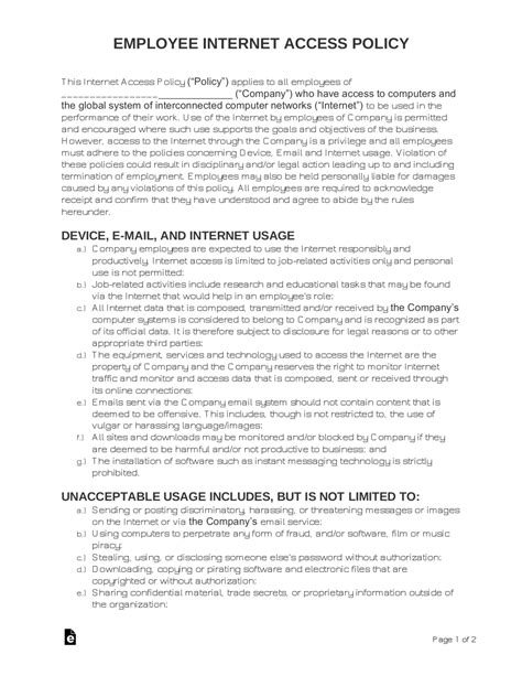 Free Usage Policy PDF Word eForms