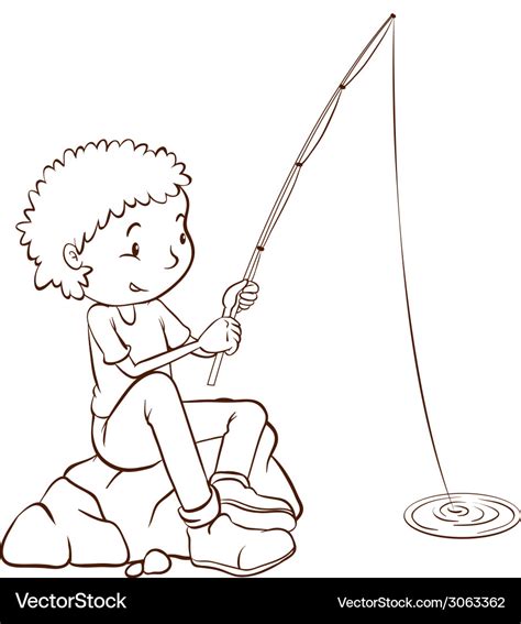 Free Vector A simple plain sketch of a boy fishing