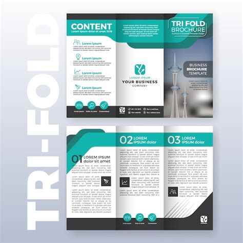 Free Vector Business trifold brochure template design with turquoise
