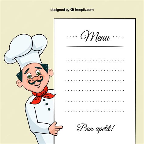 Free Vector Chef illustration with a menu template