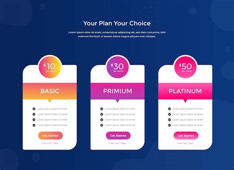 Free Vector Clean Simple Pricing Table Template For Website
