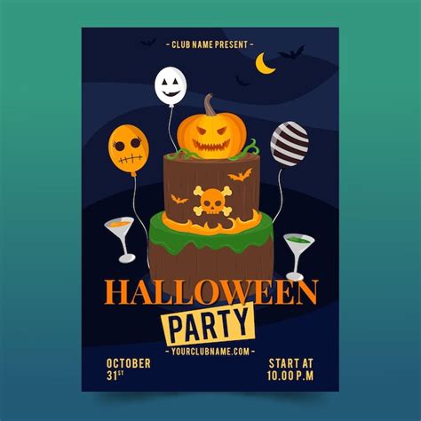 Free Vector Flat Design Halloween Party Poster Template